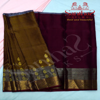 RUSTIC GOLD BODY WITH CONTRAST BLOUSE & BORDER