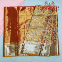 GOLDEN ORANGE TISSUE BODY WITH CONTRAST BLOUSE & BORDER