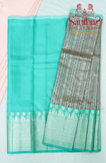 ROSY BROWN IN SILVER ZARI BODY WITH CONTRAST BLOUSE & BORDER