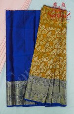 MUSTARD GOLD IN FLORAL WITH CONTRAST BLOUSE & BORDER