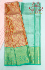 ORANGE COLOUR FLORAL IN BODY WITH CONTRAST BLOUSE & BORDER
