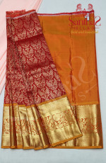 RED COLOUR FLORAL IN BODY WITH CONTRAST BLOUSE & BORDER