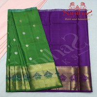 GREEN COLOUR IN BODY WITH CONTRAST BLOUSE