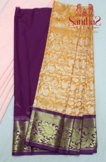 MANGO YELLOW IN BODY ZARI FLORAL WITH CONTRAST BLOUSE & BORDER