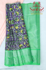 VIOLET COLOUR BODY IN FLORAL DIGITAL PRINT WITH CONTRAST BLOUSE & BORDER