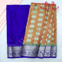 ORANGE COLOUR BODY IN ZARI BUTTA WITH CONTRAST BLOUSE & BORDER