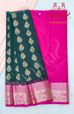 DARK GREEN COLOUR BODY IN ZARI BUTTA WITH CONTRAST BLOUSE & BORDER