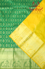 MEENAKSHI GREEN BODY WITH CONTRAST BLOUSE