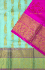 PISTA GREEN BODY IN ZARI MANGO BUTTA WITH CONTRAST BLOUSE & BORDER