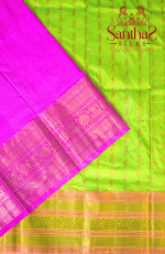 SNEHA GREEN BODY IN PEACOCK ZARI BUTTA WITH CONTRAST BLOUSE & BORDER