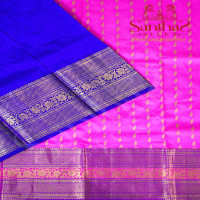 PINK COLOUR BODY IN LEAF BUTTA WITH CONTRAST BLOUSE & BORDER