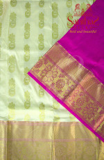 IVORY COLOUR BODY IN FLORAL BUTTA WITH CONTRAST BLOUSE & BORDER