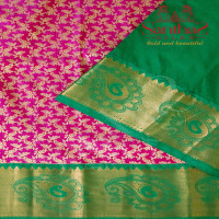 PINK COLOUR BODY IN LEAF BUTTA WITH CONTRAST BLOUSE & BORDER