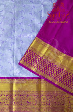 LAVENDER COLOUR BODY IN FLORAL PATTERN WITH CONTRAST BLOUSE & BORDER