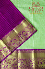 PISTA GREEN BODY IN FLORAL PATTERN WITH CONTRAST BLOUSE & BORDER