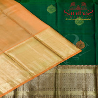LEAF GREEN BODY COLOUR IN ZARI BUTTA WITH CONTRAST BLOUSE & BORDER