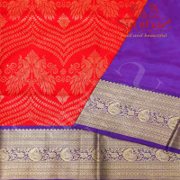 RED COLOUR BODY WITH CONTRAST BLOUSE & BORDER