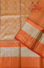 COPPER COLOUR TISSUE BODY IN PEACOCK BUTTA WITH SELF BORDER & BLOUSE