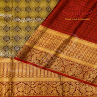 MUSTARD YELLOW COLOUR BODY IN PEACOCK BUTTA WITH CONTRAST BLOUSE & BORDER