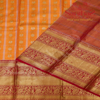 YELLOW COLOUR TISSUE BODY WITH CONTRAST BLOUSE & BORDER
