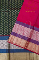 GREEN COLOUR BODY IN ZARI BUTTA WITH CONTRAST BLOUSE & BORDER