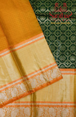 GREEN COLOUR BODY IN ZARI BUTTA WITH CONTRAST BLOUSE & BORDER