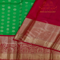 MEENAKSHI GREEN COLOUR BODY IN ZARI BUTTA WITH CONTRAST BLOUSE & BORDER