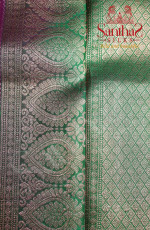 MAGENTA PURPLE COLOUR BODY COPPER & SILVER ZARI BORDER WITH CONTRAST BLOUSE & BORDER
