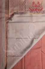 BORDERLESS PASTEL PEACH COLOUR BODY WITH MOTIFS AND GREY COLOUR CONTRAST BLOUSE