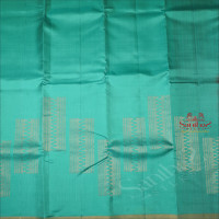 TURQUOISE BLUE COLOUR BODY WITH GOLDEN ZARI FANCY BUTTA WITH CONTRAST BLOUSE & BORDER