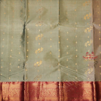 SEAFOAM GREEN COLOUR BODY WITH GOLDEN ZARI BUTTA WITH CONTRAST BLOUSE & BORDER