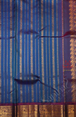 ONE SIDE BORDER PEPSI BLUE COLOUR BODY WITH GOLDEN ZARI BUTTA & WITHOUT BLOUSE