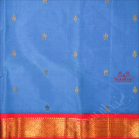 OLYMPIC BLUE COLOUR BODY WITH GOLDEN ZARI BUTTAS & SINGLE SIDE BORDER AND CONTRAST PALLU WITHOUT BLOUSE
