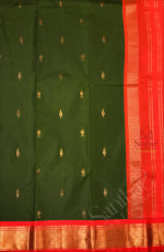 ONE SIDE BORDER OLIVE GREEN COLOUR BODY WITH GOLDEN ZARI BUTTA & WITHOUT BLOUSE