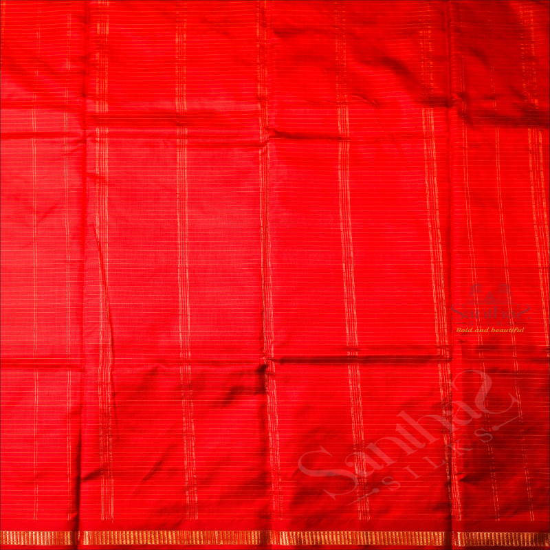 VENETIAN RED COLOUR BODY WITH SMALL CHECKED AND SELF COLOUR PALLU WITH SELF COLOUR BLOUSE