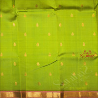 PARROT GREEN COLOUR BODY WITH GOLDEN ZARI BUTTAS & SINGLE SIDE BORDER AND CONTRAST PALLU WITHOUT BLOUSE
