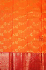 MANGO YELLOW COLOUR BODY WITH FLORAL EMBOSED PATTERN WITH CONTRAST BLOUSE & BORDER