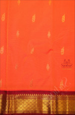 ORANGISH RED COLOUR BODY WITH GOLDEN ZARI BUTTAS & SINGLE SIDE BORDER AND CONTRAST PALLU WITHOUT BLOUSE
