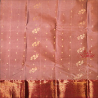 SEA PINK COLOUR BODY WITH GOLDEN ZARI FLORAL BUTTA WITH CONTRAST BLOUSE & BORDER