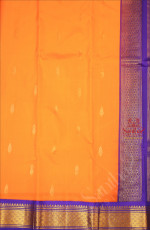 BRIGHT ORANGE COLOUR BODY WITH GOLDEN ZARI BUTTAS & SINGLE SIDE BORDER AND CONTRAST PALLU WITHOUT BLOUSE