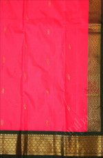 BRIGHT PINK COLOUR BODY WITH GOLDEN ZARI BUTTAS & SINGLE SIDE BORDER AND CONTRAST PALLU WITHOUT BLOUSE