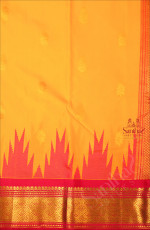 MANGO YELLOW COLOUR BODY WITH GOLDEN ZARI BUTTAS & SINGLE SIDE BORDER WITH GOPURAM THREAD BUTTA AND CONTRAST PALLU WITHOUT BLOUSE