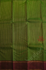 BOTTLE GREEN COLOUR BODY WITH SILVER & GOLD ZARI STRIPS AND CONTRAST COLOUR BLOUSE AND PALLU