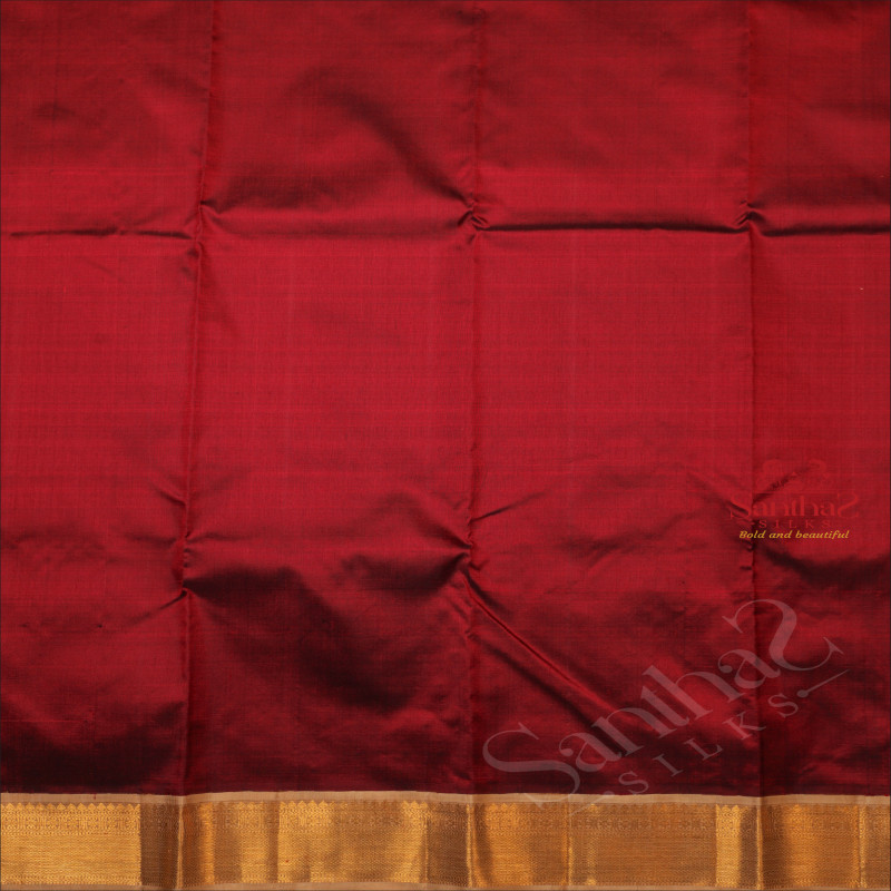 MAROON COLOUR PLAIN BODY WITH CONTRAST BLOUSE & BORDER