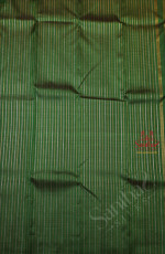 BOTTLE GREEN BODY WITH GOLDEN SILVER ZARI STRIPS WITH SELF BLOUSE