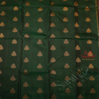 BOTTLE GREEN COLOUR BODY WITH GOLDEN ZARI BUTTA WITH  CONTRAST BLOUSE