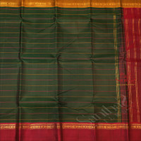 GREEN COLOUR BODY WITH STRIP LINES WITH GANGA JAMUNA BORDER & CONTRAST BLOUSE