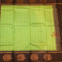 LIGHT GREEN COLOUR CHECKED BODY ANNAM BUTTA WITH CONTRAST BLOUSE & BORDER