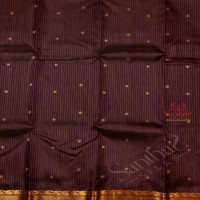 NAVY BLUE COLOUR STRIPS BODY WITH GOLDEN ZARI ANNAM CHAKKARAM BUTTA WITH SELF BLOUSE