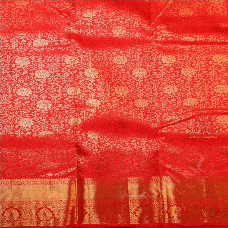 BLOOD RED COLOUR BODY WITH FLORAL JACQUARD BUTTA WITH SELF BORDER & BLOUSE